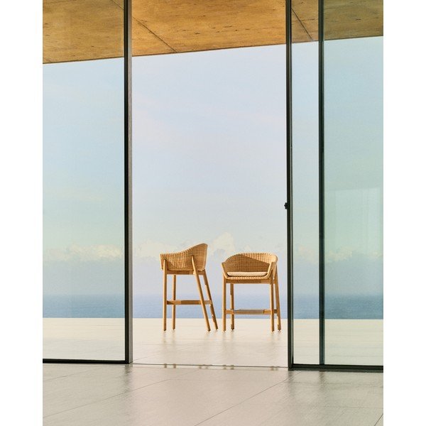 Dabīga toņa polsterēts/rotangpalmas dārza bāra krēsls Galea – Kave Home-image-2