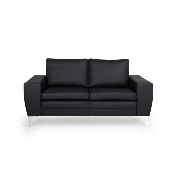 Melns ādas dīvāns Scandic Twigo, 166 cm