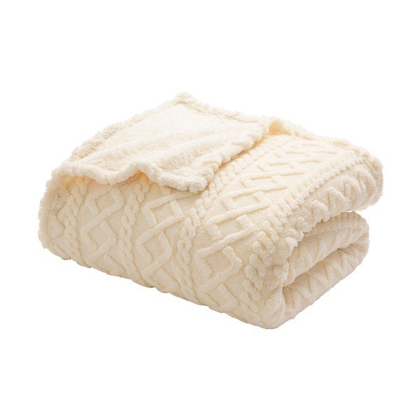 Krēmkrāsas pleds no Sherpa flīsa 220x240 cm Edgar – douceur d'intérieur