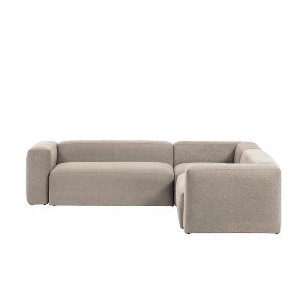 Bēšs stūra dīvāns no šenila auduma Blok – Kave Home-image-2