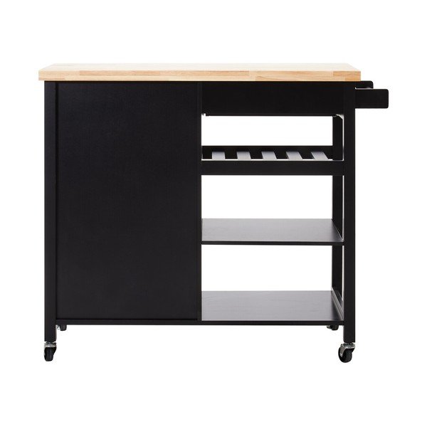 Gumijkoka masīvkoka servēšanas galdiņš uz riteņiem 48x105 cm Frankfurt – Premier Housewares-image-4