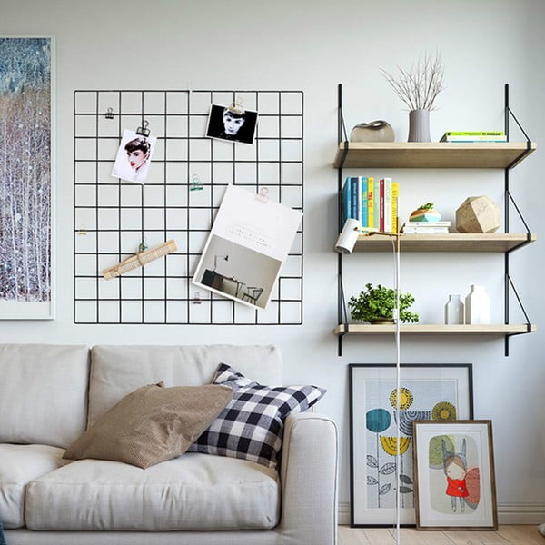 Melns metāla atgādinājumu dēlis ar 10 piespraudēm Reminder, 60 x 60 cm-image-2