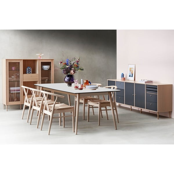 Balts/dabīga toņa izvelkams ēdamgalds ar baltu galda virsmu 90x165 cm Meza – Hammel Furniture-image-1