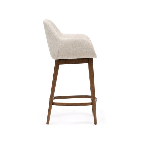 Bēšs polsterēts bāra krēsls ar roku balstiem (sēdekļa augstums 66 cm) Konna – Kave Home-image-3