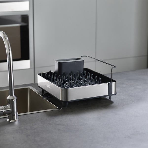 Tumši pelēks nerūsējošā tērauda pielāgojams trauku žāvētājs 36x32 cm Extend Steel – Joseph Joseph-image-3