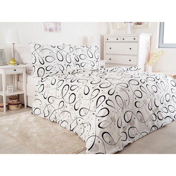 Melnbalta vienvietīga gultas veļa no krepa auduma 140x200 cm Top Class – B.E.S.-image-1