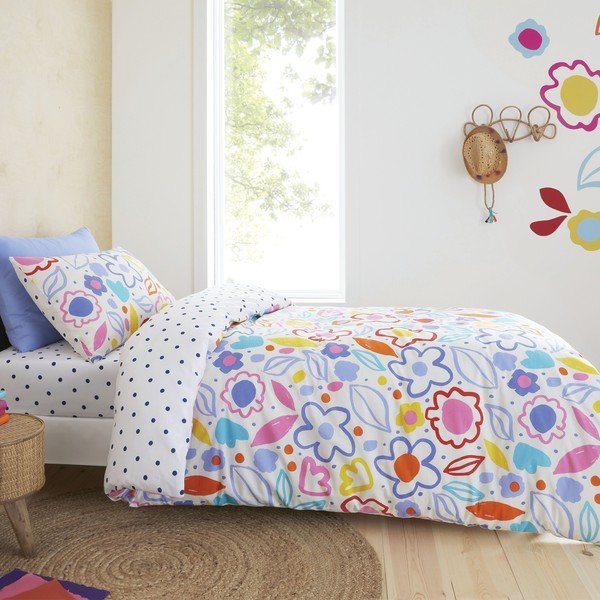 Kokvilnas bērnu gultas veļa 200x135 cm Blomme Floral – Pineapple Elephant-image-1