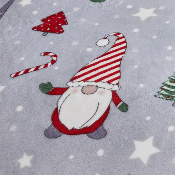 Pelēka divguļamā mikroplīša gultas veļa 230x220 cm Festive Gnomes – Catherine Lansfield-image-3
