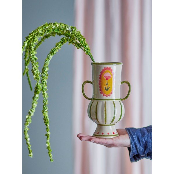 Bēša akmensmasas ar rokām apgleznota vāze (augstums 21 cm) Odina – Bloomingville-image-1