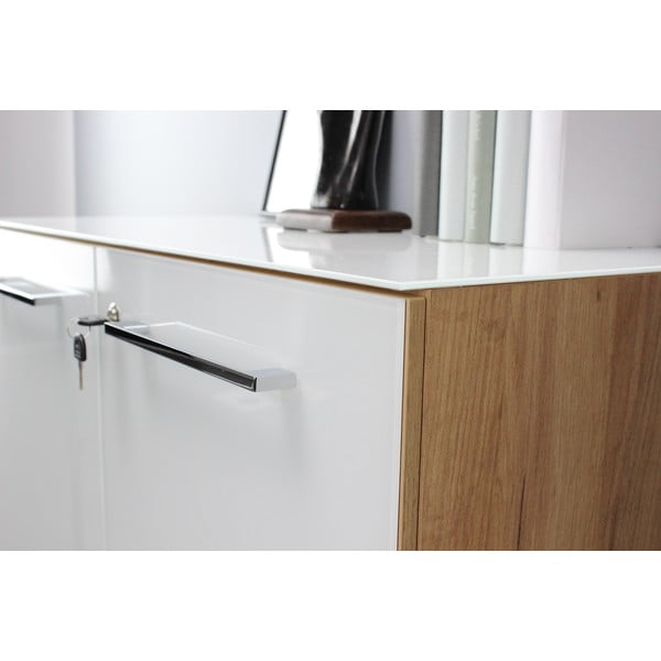 Balta dabīga toņa ozolkoka imitācijas skapītis 80x120 cm Monteria – Germania-image-1