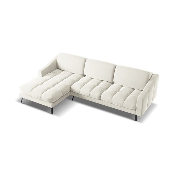 Krēmkrāsas samta stūra dīvāns (ar kreiso stūri) Nalu – Makamii-image-3