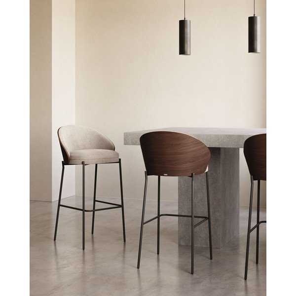 Brūns/bēšs bāra krēsls (sēdekļa augstums 77 cm) Eamy – Kave Home-image-1