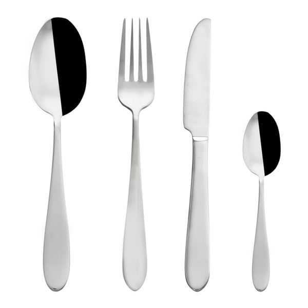 Sudraba krāsas nerūsējošā tērauda galda piederumi (24 gab.) Mirror – Orion