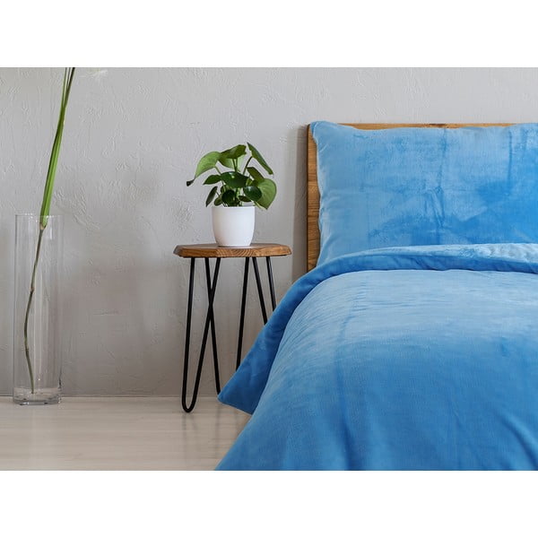 Zila vienguļamā gultas veļa no mikroflaneļa 140x200 cm Uni – B.E.S.