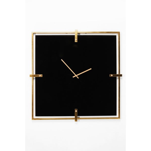 Melns sienas pulkstenis ar zelta rāmi Kare Design Black Mamba