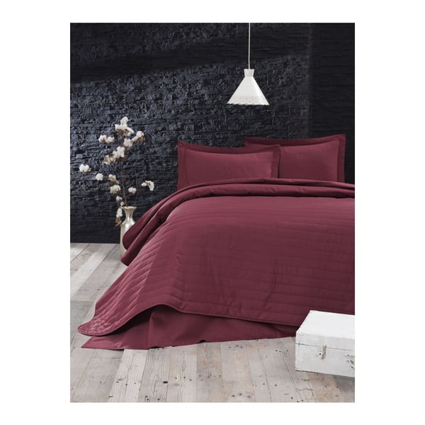 Sarkans stepēts gultas pārklājs divguļamai gultai 220x240 cm Monart – Mijolnir