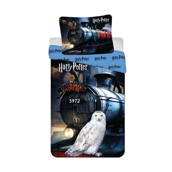 Vienguļamā kokvilnas bērnu gultas veļa 140x200 cm Harry Potter "Hogwarts Express" – Jerry Fabrics