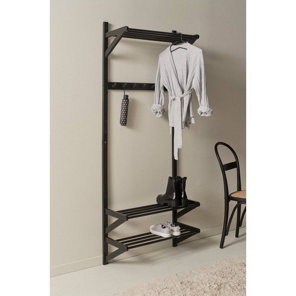 Melna priedes masīvkoka priekšnama iekārta 75x190x32 cm Cole – Jotex-image-1