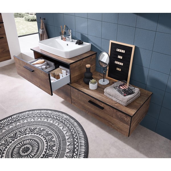 Brūna vannasistabas letes virsma ar ozolkoka imitāciju 73x45 cm Set 374 – Pelipal-image-2