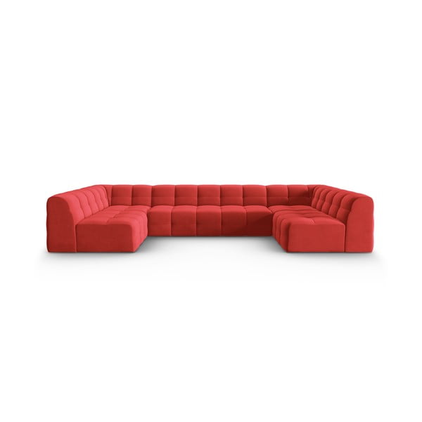 Sarkans samta stūra dīvāns (U veida) Kendal – Micadoni Home