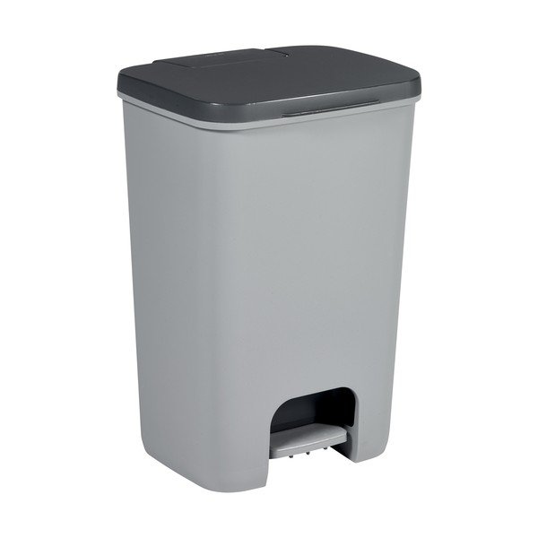 Pelēka plastmasas atkritumu tvertne ar pedāli 40 l Essentials – Curver
