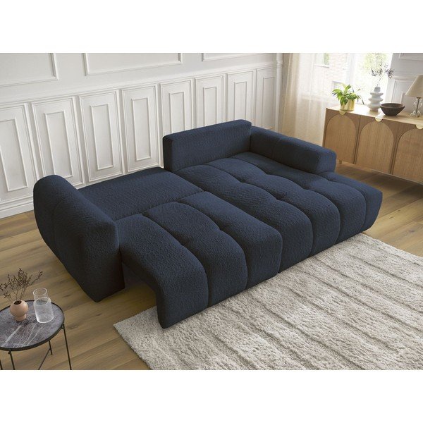 Zils salokāms stūra dīvāns no buklē auduma ar uzglabāšanas vietu (ar labo stūri/ar zvilni) Roxelane – Bobochic Paris-image-3