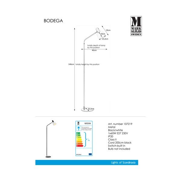 Melnbalta brīvstāvoša lampa Markslöjd Bodega-image-1