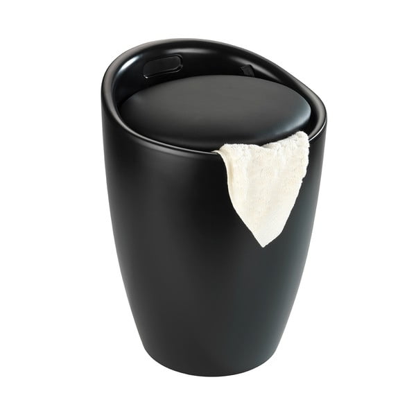 Melna vannas istabas taburete ar noņemamu veļas grozu Wenko Candy-image-1