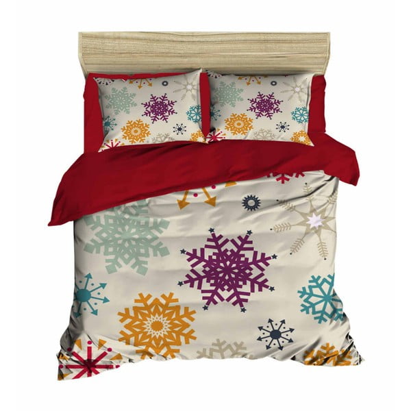 Gultas veļas un gultasveļas komplekts divguļamai gultai Ziemassvētku sniegpārsliņas, 200 x 220 cm
