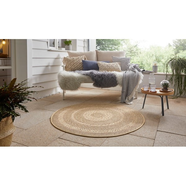 Bēšs āra paklājs NORTHRUGS Almendro, Ø 160 cm-image-1