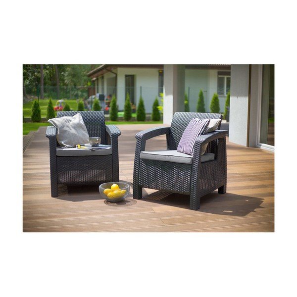 Tumši pelēks dārza atpūtas krēsls Corfu – Keter-image-1