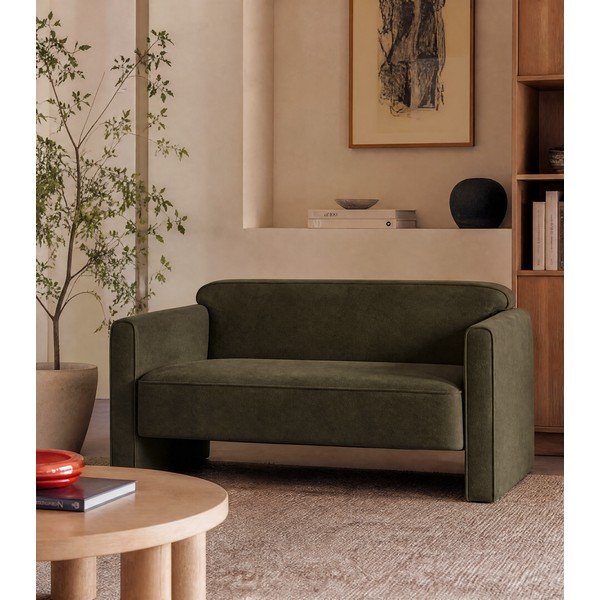 Zaļš samta dīvāns 140 cm Abby – Micadoni -image-1