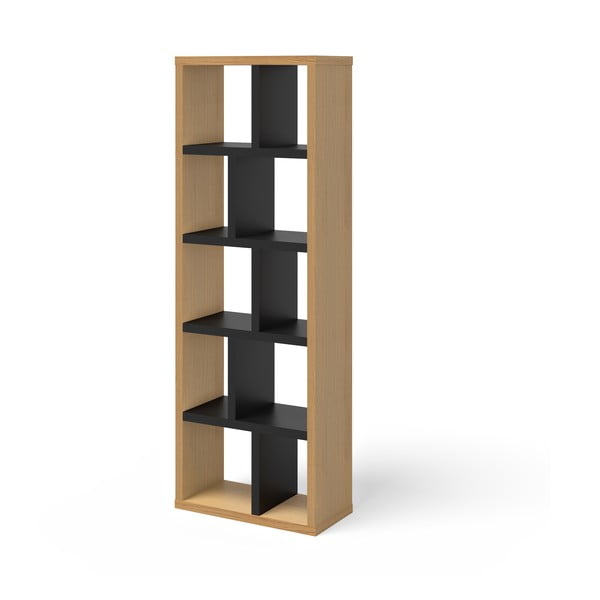 Melns/dabīga toņa grāmatplaukts ar ozolkoka imitāciju 70x198 cm Berlin – TemaHome-image-3