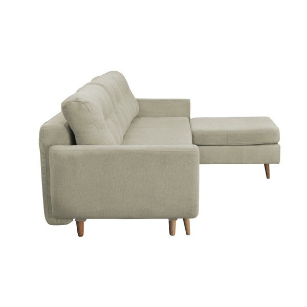 Krēmkrāsas trīsvietīgs izlaižams stūra dīvāns ar gaišām kājām Mazzini Sofas Tulipe, labais stūris-image-2