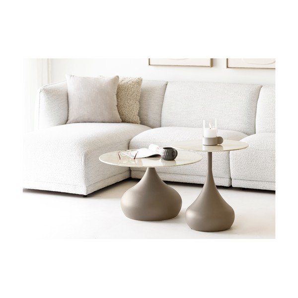 Apaļš sānu galdiņš ar stikla galda virsmu ø 50 cm Pienza – House Nordic-image-1