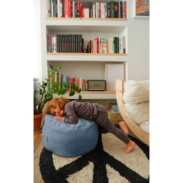 Pelēks bērnu pufs no buklē auduma Blue – Really Nice Things-image-2