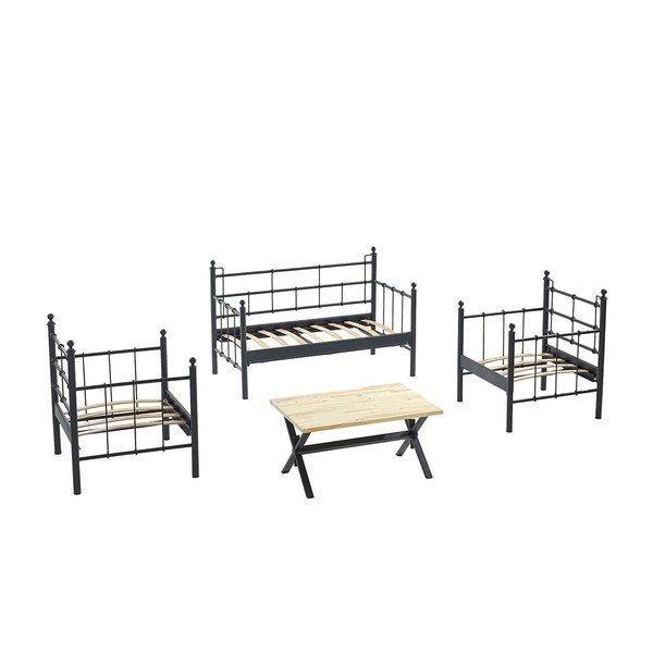 Melns/tumši pelēks dārza atpūtas komplekts 4 personām Lalas – Floriane Garden-image-2