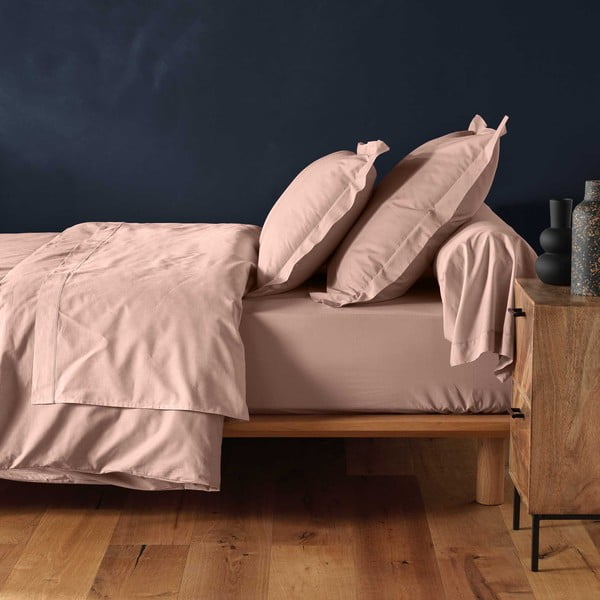 Rozā kokvilnas palags ar gumiju 180x200 cm Lina – douceur d'intérieur-image-2