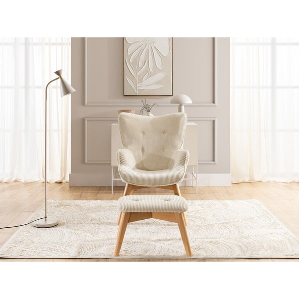 Bēšs velveta atpūtas krēsls ar kāju balstu Niko – Ropez-image-1