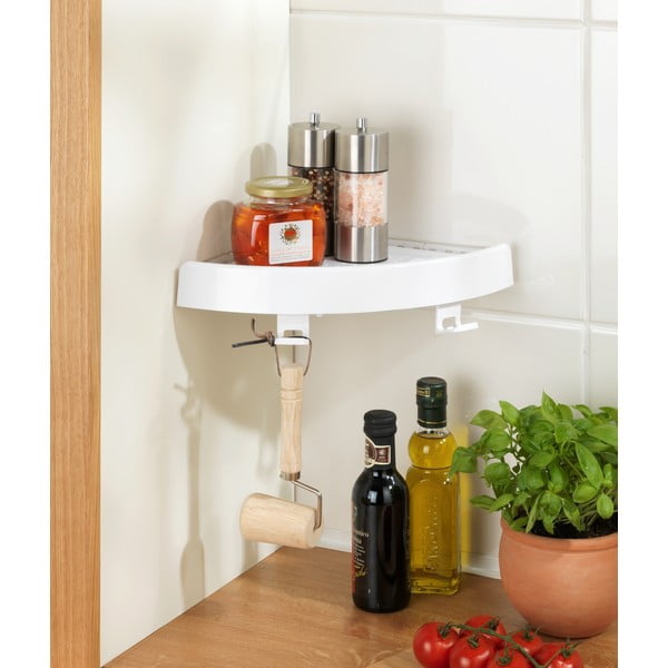 Balts stūra pašturošs plastmasas vannas istabas plaukts Quick-Fit – Allstar-image-1