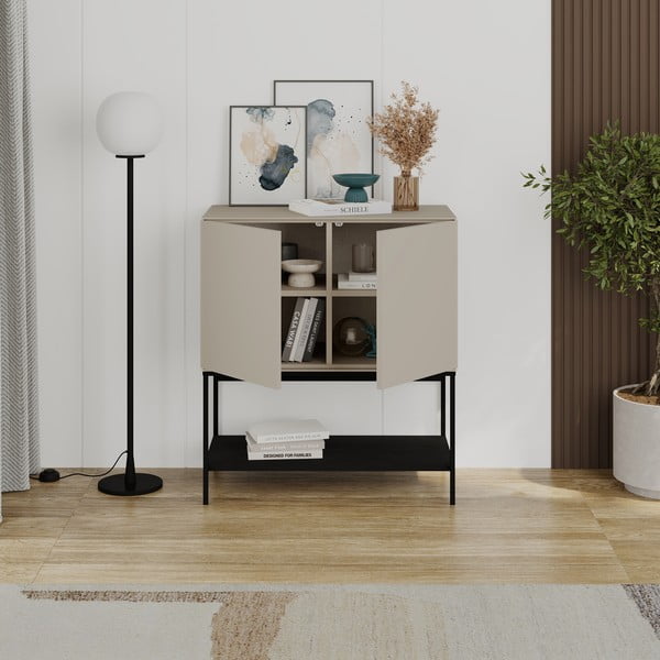 Melns/krēmkrāsas skapītis 80x90x40 cm Amira – Marckeric-image-2