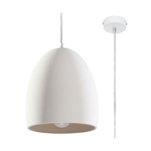 Balta piekaramā lampa ar keramikas abažūru ø 30 cm Fonsie – Nice Lamps