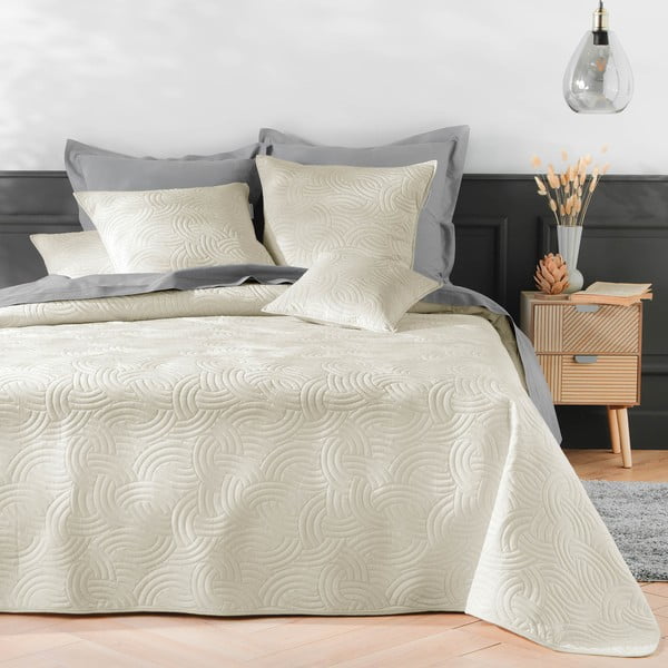 Bēšs samta gultas pārklājs 220x240 cm Solange – douceur d'intérieur