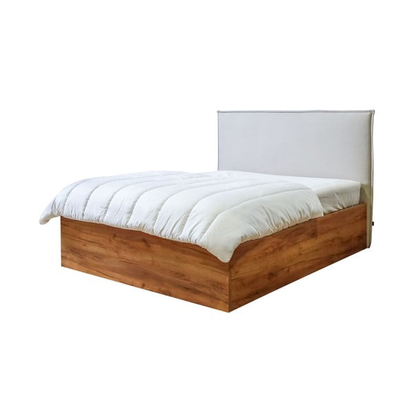 Bēša/dabīga toņa divvietīga gulta ar veļas kasti un režģi 160x200 cm Cara – Bobochic Paris