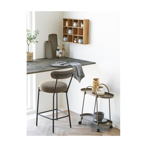 Dabīga toņa daudzlīmeņu sienas plaukts ar ozolkoka imitāciju 11 cm Soria – House Nordic-image-2