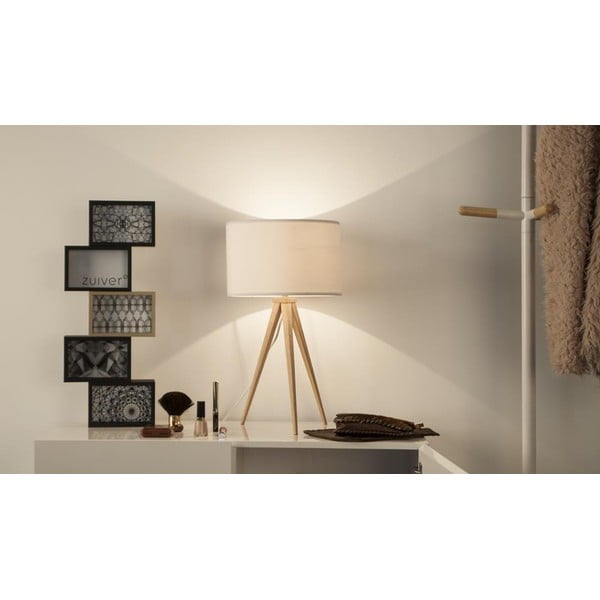 Balta galda lampa Zuiver Tripod Wood, ø 28 cm-image-2