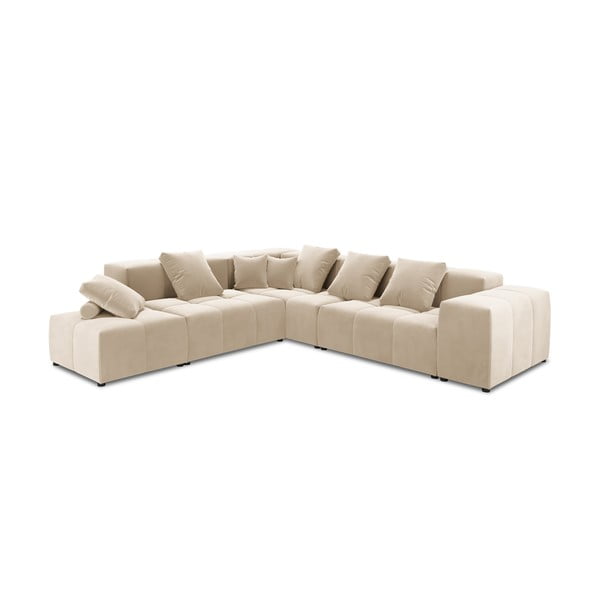 Bēšs samta stūra dīvāns (maināms stūris) Rome Velvet – Cosmopolitan Design 