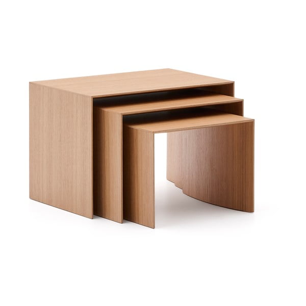 Sānu galdiņi (3 gab.) ar ozolkoka imitāciju 40x60 cm Litto – Kave Home