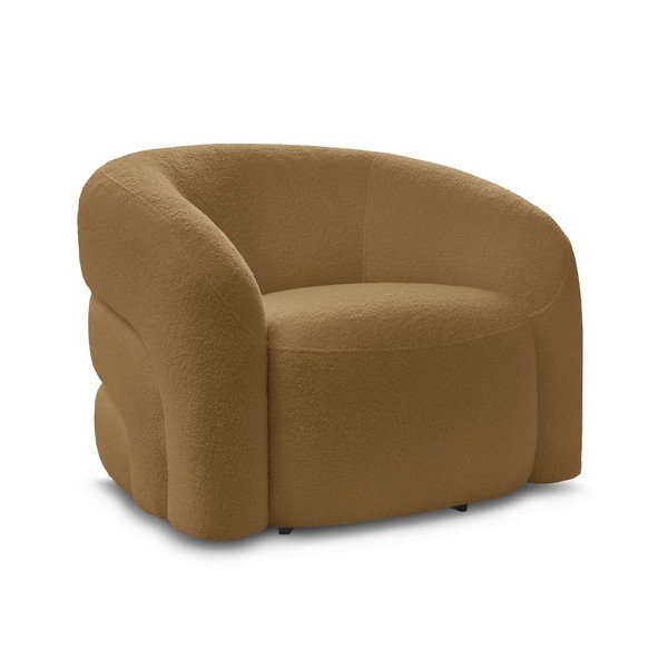 Sinepju dzeltens grozāms atpūtas krēsls no buklē auduma Elina – Bobochic Paris