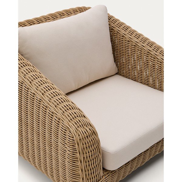 Bēšs/dabīga toņa polsterēts dārza atpūtas krēsls Meria – Kave Home-image-4